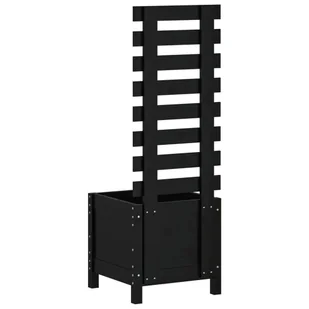 Donica ogrodowa z trejażem, czarna, 39x39,5x114 cm, lita sosna Lumarko! - Donice - miniaturka - grafika 5