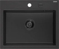 Zlewozmywaki - Mexen Oscar zlewozmywak granitowy 1-komorowy 580 x 490 mm, czarny/srebrny metalik, syfon czarny - 6519581000-73-B - miniaturka - grafika 1