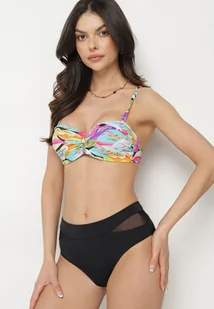 Czarno-Różowe Bikini Biustonosz i Majtki Figi z Abstrakcyjnym Wzorem Arinira - Stroje kąpielowe - miniaturka - grafika 1
