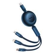 Kable USB - Kabel USB-C 3w1 Baseus Bright Mirror 4, micro USB / Lightning / USB-C, 100W / 3.5A, 1.1m (niebieski) - miniaturka - grafika 1
