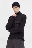 Swetry męskie - Tommy Jeans sweter bawełniany kolor czarny z półgolfem - miniaturka - grafika 1
