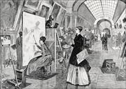 Plakaty - Galeria Plakatu, Plakat, Art Students and Copyists in the Louvre Gallery, Paris, Winslow Homer, 30x20 cm - miniaturka - grafika 1