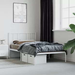 Metalowa rama łóżka z wezgłowiem, biała, 90x190 cm Lumarko! - Łóżka Metalowa rama łóżka z wezgłowiem, biała, 90x190 cm Lumarko! - Łóżka - miniaturka - grafika 1