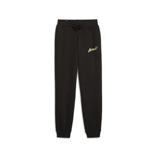 Młodzieżowe spodnie ESS+ SCRIPT PUMA Black Gold Foil - Odzież sportowa dziecięca - miniaturka - grafika 1