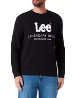 Bluzy męskie - Lee Bluza męska Legendary Denim Crew, czarna, średnia, czarny, M - miniaturka - grafika 1