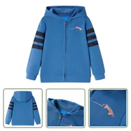 Bluzy dla dziewczynek - Bluza dziecięca z kapturem i suwakiem - niebieska - 128 - Bluza - miniaturka - grafika 1
