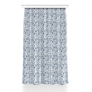 Zasłona przelotki Niebieskie liście wzór 150x240, Fabricsy - Zasłony - miniaturka - grafika 1