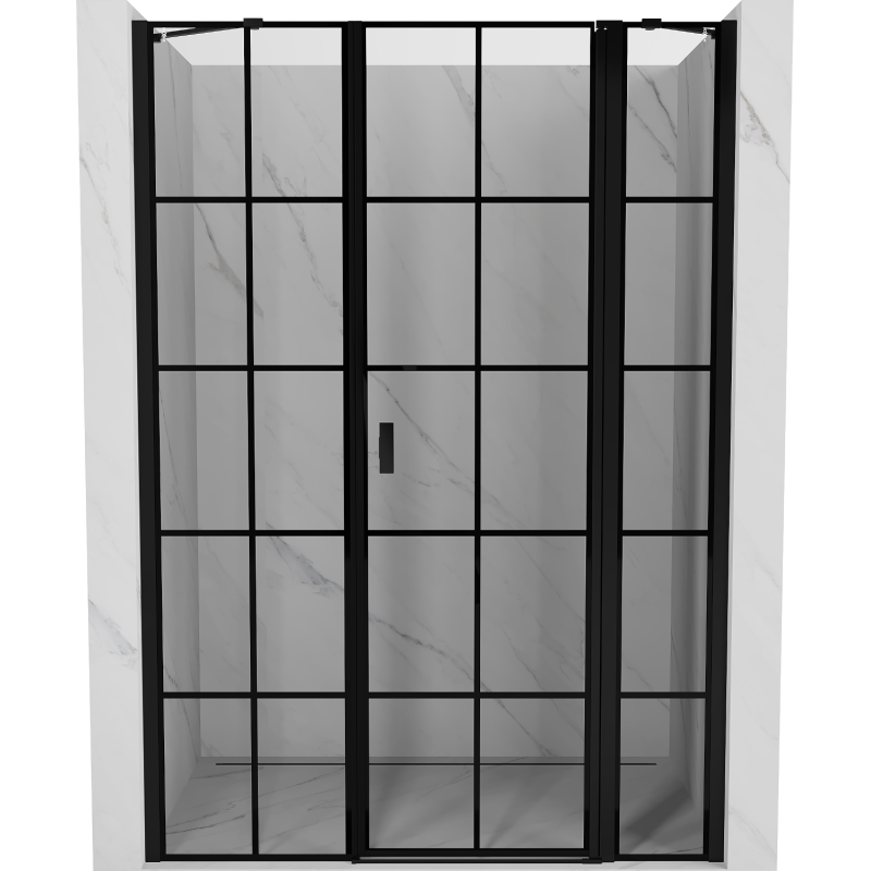 Mexen Mist drzwi prysznicowe uchylne prawe 120 cm, czarna kratka, czarne - 8A4-120-001-70-77-P