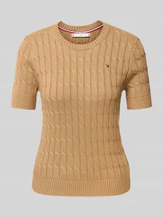 Sweter z dzianiny o kroju regular fit z czystej bawełny - Swetry damskie - miniaturka - grafika 1