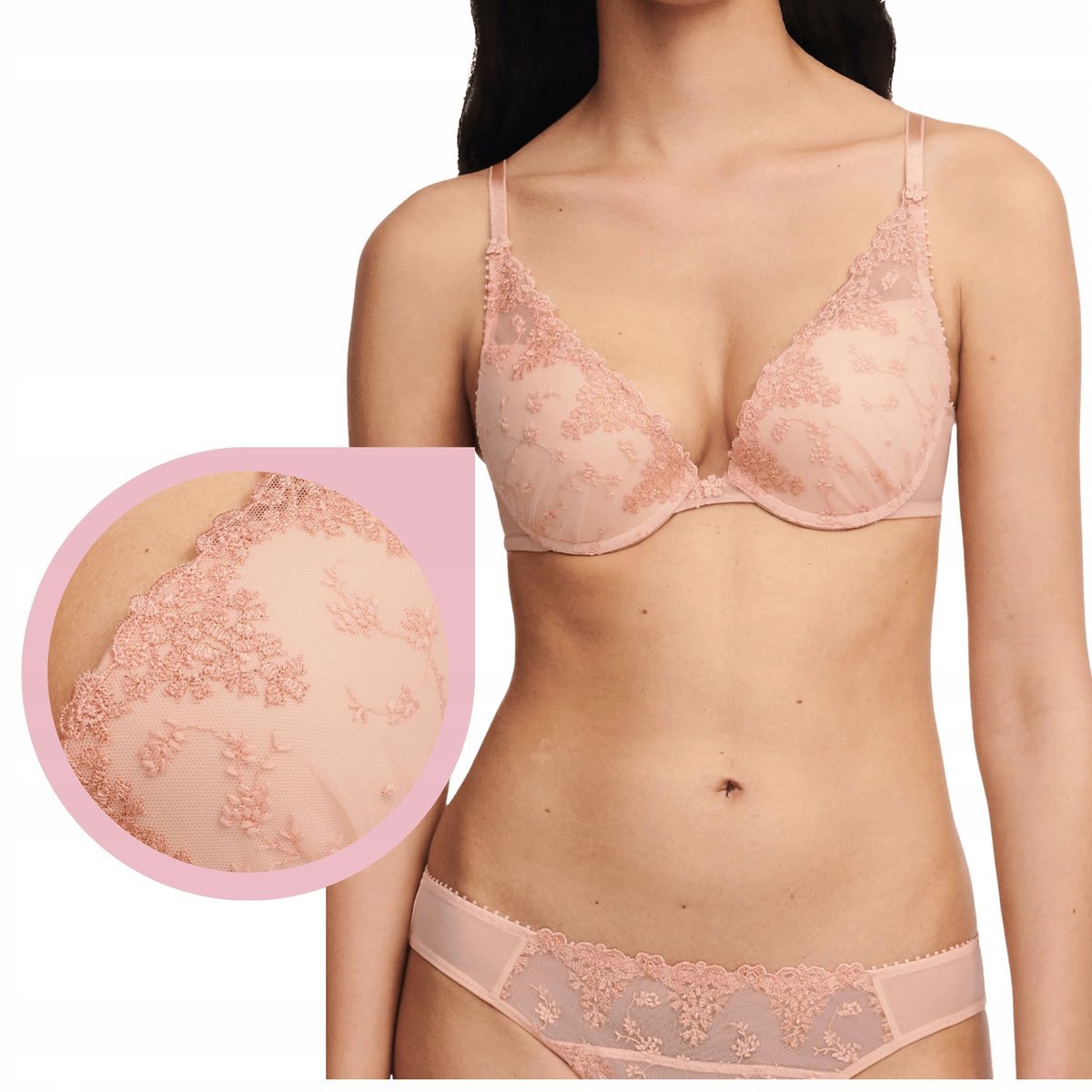 Biustonosz Passionata usztywniany stanik plunge TROPICAL PEACH - 80B