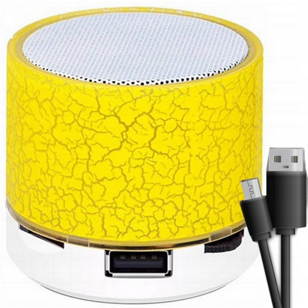 GŁOŚNIK BEZPRZEWODOWY MINI PRZENOŚNY BLUETOOTH USB SD ŚWIECĄCY LED ŻÓŁTY