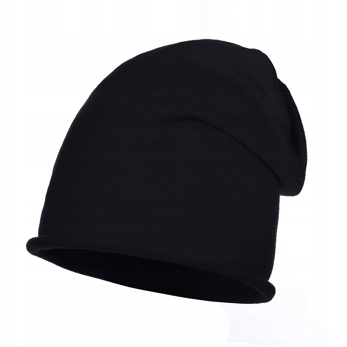 Czapka Dla Kobiety Beanie Jesienna Zimowa Majka Prosta Bez Wzoru Czarna