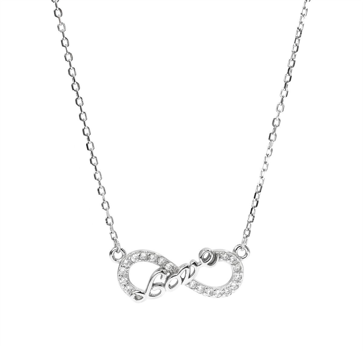 Srebrny naszyjnik 925 celebrytka Love nieskończone