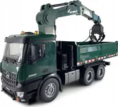 Zabawki zdalnie sterowane - Amewi AMEWI Mercedes-Benz Arocs Licens Crane Truck w. Tipper RTR green - miniaturka - grafika 1