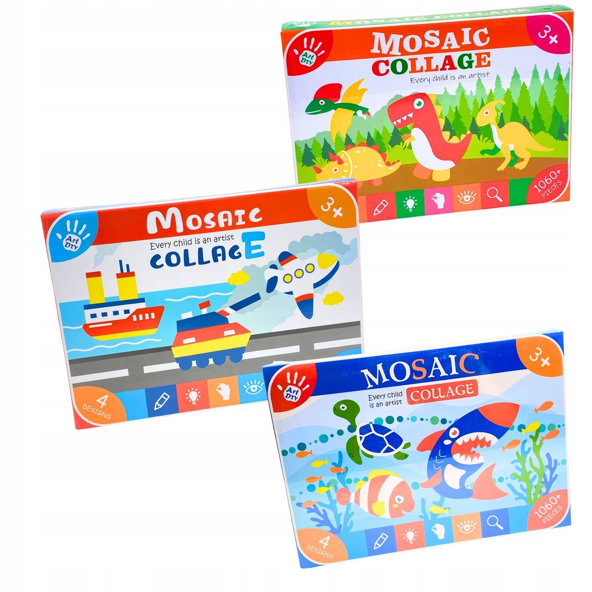 Zestaw Kreatywny Mozaika Wyklejanka DIY 3szt Dzień Chłopaka Przedszkolaka