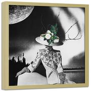 Plakaty - Plakat w ramie naturalnej FEEBY Kobieta w kapeluszu z kwiatów, 40x40 cm - miniaturka - grafika 1