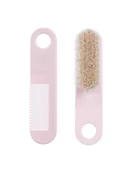 Szczotki do włosów dla dzieci - Canpol babies Szczotka i grzebień dla niemowląt z miękkim z naturalnym włosiem różowy - miniaturka - grafika 1