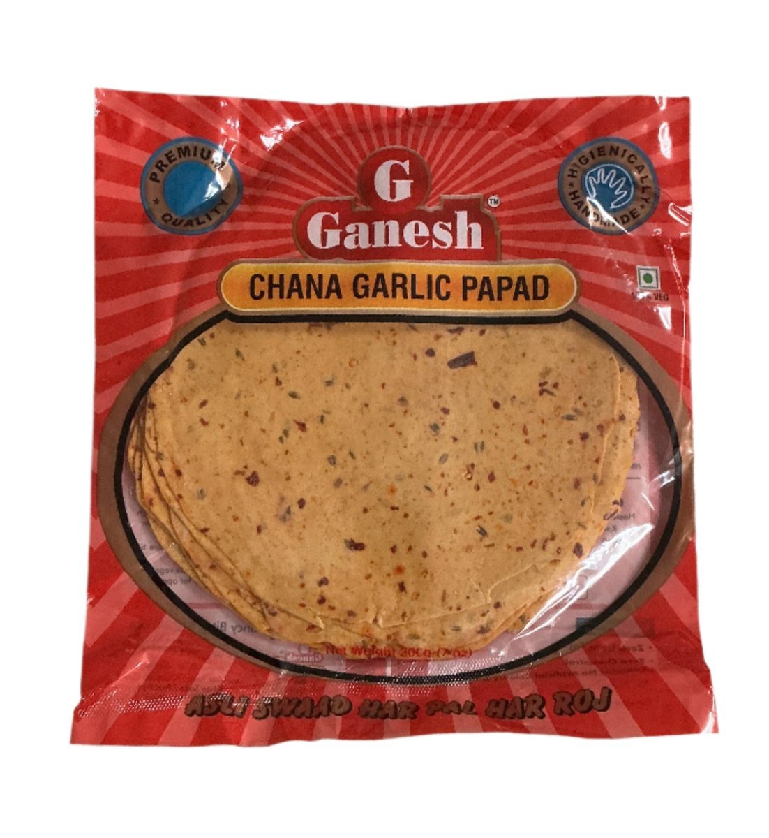 Papad (papadum) chana garlic Ganesh Chana Garlic Papad 200g - czosnkowy