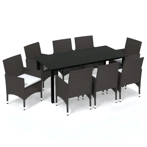 Komplet mebli ogrodowych Rattan PE; Stół 190x90x74cm, Krzesła 53x58x84cm
