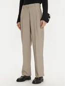 Spodnie damskie - Vero Moda Spodnie materiałowe Meli 10319631 Beżowy Straight Fit - miniaturka - grafika 1