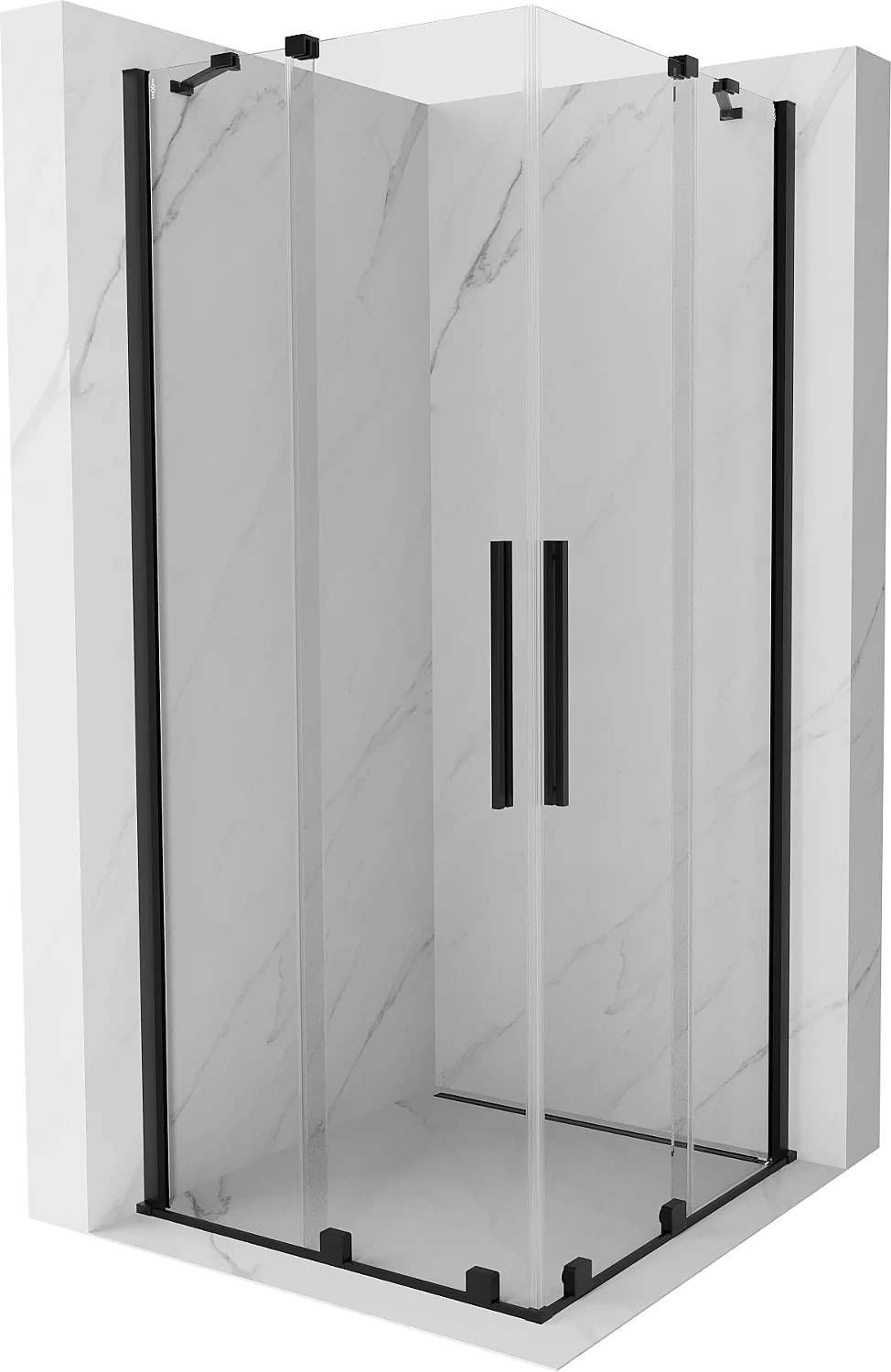Mexen Velar Duo kabina prysznicowa rozsuwana 80x80 cm, transparent, czarna - 871-080-080-02-70