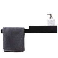 Półki łazienkowe - Półka Łazienkowa Ścienna Z Uchwytem Na Ręczniki Czarna Naomi - miniaturka - grafika 1