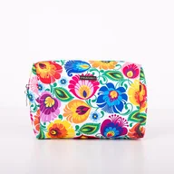 Kosmetyczki, organizery i kuferki - Średnia kosmetyczka folk - wzory łowickie - biała Folkstar - miniaturka - grafika 1