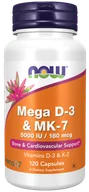 Witaminy i minerały - Now® Foods TERAZ Mega D3 & MK-7, Witamina D3 5000 IU & Witamina K2 180 ug, 120 Kapsułek Roślinnych - miniaturka - grafika 1
