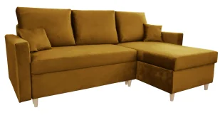 Obustronny narożnik z weluru musztardowy L6-D77 - Narożniki Obustronny narożnik z weluru musztardowy L6-D77 - Narożniki - miniaturka - grafika 1