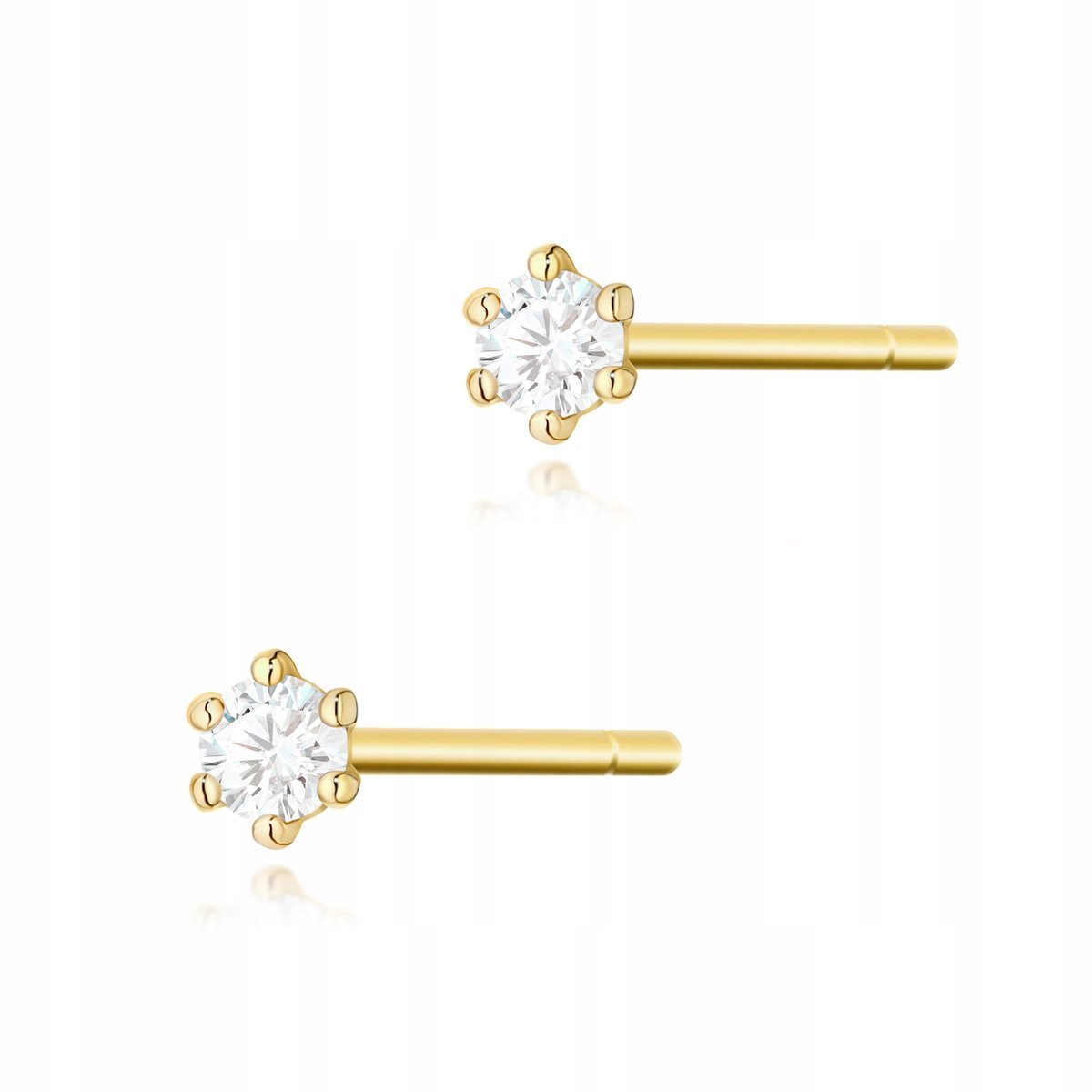 Kolczyki damskie ze złota 585 z diamentami 2 x 0,05ct eleganckie dla niej