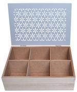 Pojemniki kuchenne - drewniane pudełko na herbatę beżowyowe szare - miniaturka - grafika 1