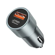 Ładowarki samochodowe - BWOO ładowarka samochodowa BO-CC73 38W fast car charger QC 18W + PD 20W, srebrna - miniaturka - grafika 1