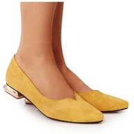 Mokasyny damskie - Mokasyny Na Złotym Obcasie Vinceza 21-10601 Żółte - miniaturka - grafika 1
