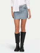 Spódnice - ONLY Spódnica jeansowa Hollywood 15342137 Niebieski Regular Fit - miniaturka - grafika 1
