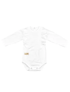 Baby in world Body niemowlęce z długim rękawem bawełniane z falbanką ecru, Rozmiar: 56/62 - Body dla niemowląt - miniaturka - grafika 1
