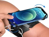 Etui i futerały do telefonów - Etui opaska sportowa armband VUP+ na ramię klips do telefonu 360 Czarne - miniaturka - grafika 1