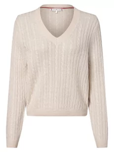 Tommy Hilfiger - Sweter damski, beżowy|biały - Swetry damskie - miniaturka - grafika 1