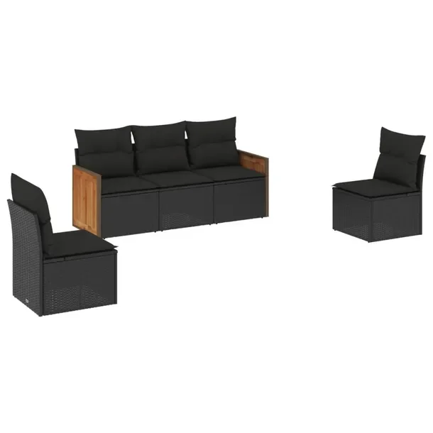 Zestaw wypoczynkowy rattan PE, czarny, 55x62x69 cm