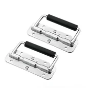 Zawiasy, okucia i inne akcesoria - Składana rączka do skrzynki sprężynowej, rączka do skrzynki lotniczej, 120 mm/4,72", srebrna, dwie sztuki - miniaturka - grafika 1