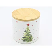 Pojemniki kuchenne - Pojemnik ceramiczny z dekorem choinka 400 ml 10 x 10 x 10 cm biały - miniaturka - grafika 1