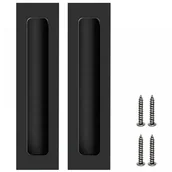 Zawiasy, okucia i inne akcesoria - Komplet 2 czarnych klamek meblowych, niewidocznych i wpuszczanych, do drzwi przesuwnych (z wkrętami) - miniaturka - grafika 1