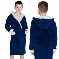 Moda i Uroda OUTLET - Szlafrok chłopięcy wellsoft granatowy 134-140 cm szlafrok 8-10 lat - miniaturka - grafika 1