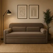 Sofy i kanapy - Sofa z Funkcją Spania ELIOSS Rozkładana Brązowa Nowoczesna - miniaturka - grafika 1