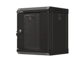 Szafy rack - Lanberg szafa rack wisząca 10'' 6U 300x300 czarna drzwi przeszklone flat pack - miniaturka - grafika 1