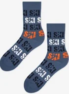 Skarpetki męskie - Skarpetki męskie z grafiką narciarzy i napisami Ski 2 Marilyn - miniaturka - grafika 1