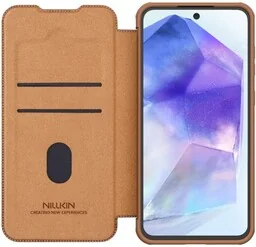 Nillkin Etui z klapką i ochroną aparatu Qin Pro do Galaxy A56 5G, brązowe - Etui i futerały do telefonów Nillkin Etui z klapką i ochroną aparatu Qin Pro do Galaxy A56 5G, brązowe - Etui i futerały do telefonów - miniaturka - grafika 1