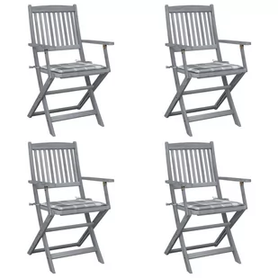 vidaXL Lumarko Składane krzesła ogrodowe z poduszkami, 4 szt., drewno akacjowe! 3064523 - Fotele i krzesła ogrodowe - miniaturka - grafika 1