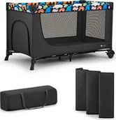 Łóżeczka i kojce - Kinderkraft JOY Happy Shapes czarny - miniaturka - grafika 1