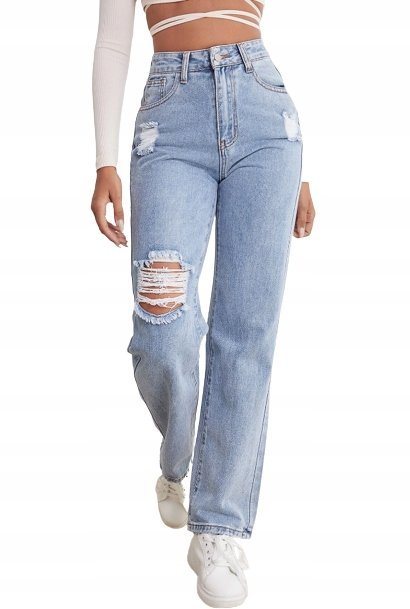SHEIN NIEBIESKIE JEANSY Z DZIURAMI CASUAL 36 VBJ