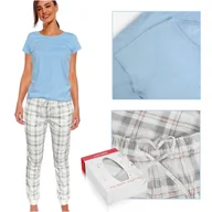 Piżamy damskie - CORNETTE Pi��ama Damska NICKY730/316 Bawe��niana Niebieska Kratka Rozmiar XXL - miniaturka - grafika 1